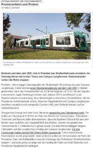 Potsdam erweitert sein Straßenbahnnetz Premierenfahrt und Protest